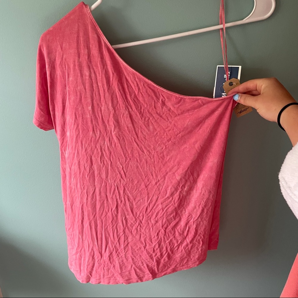 pink one shoulder top